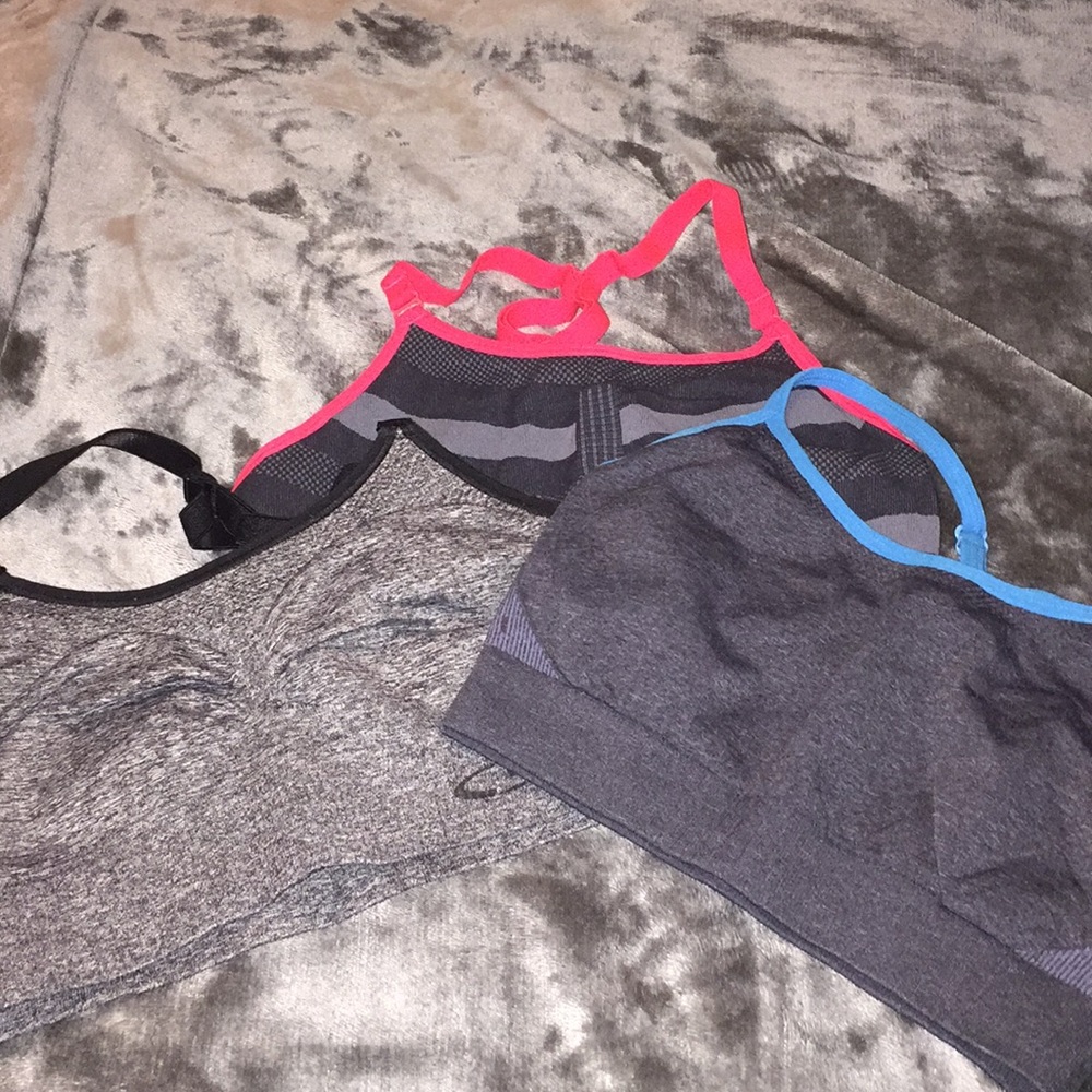 three different grey champion sport bras
